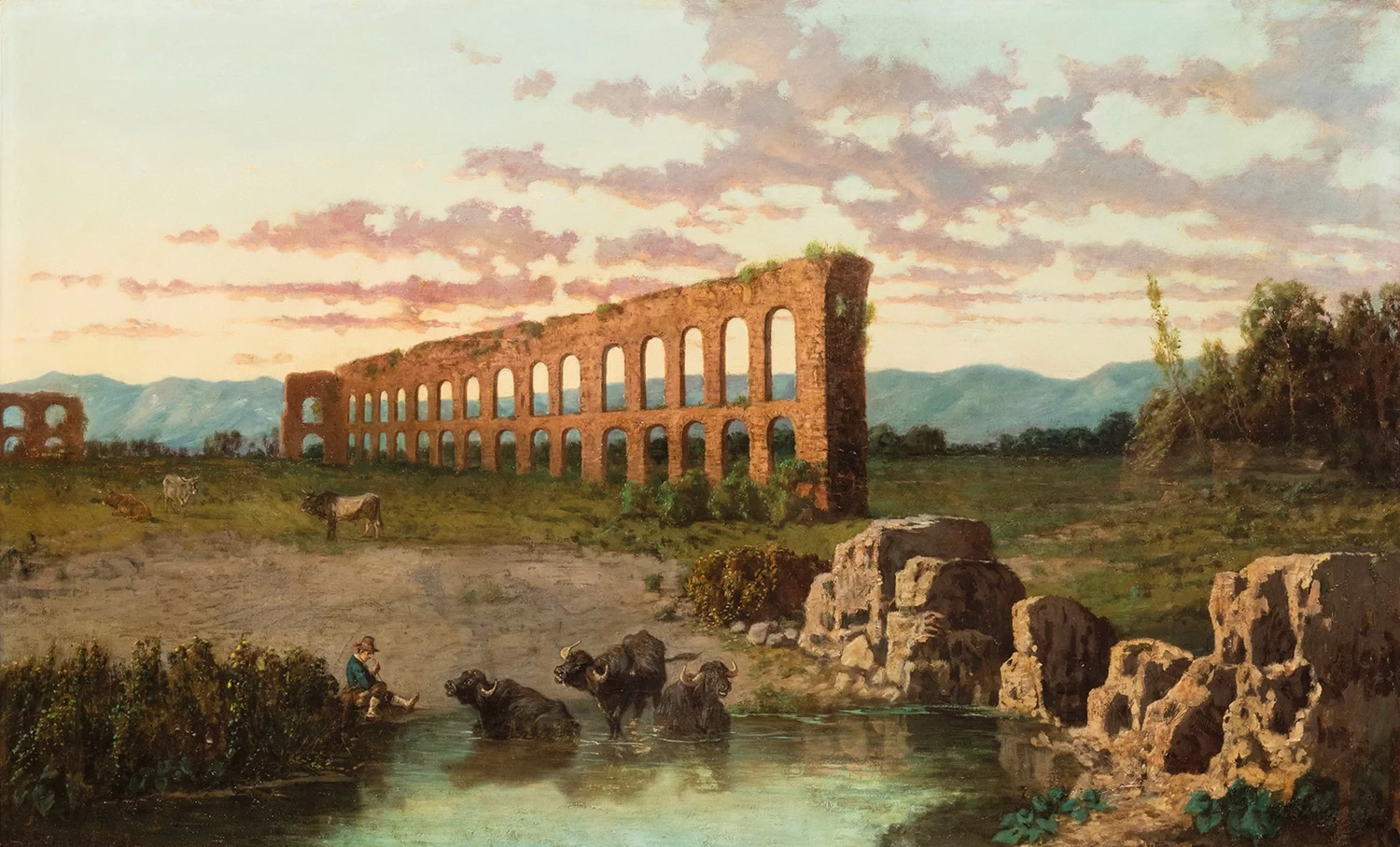 Campagna romana con acquedotto